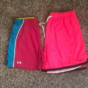 Pink Nike and Under Armour Shorts Bundle